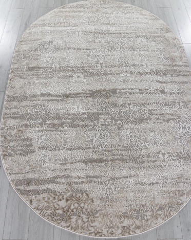 Ковер турецкий P1260 LUCCI (Полиэстер, бежевый) овальный