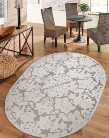 Ковер бельгийский 38011-6565-90 Genova (Вискоза, бежевый, белый, кремовый) овальный